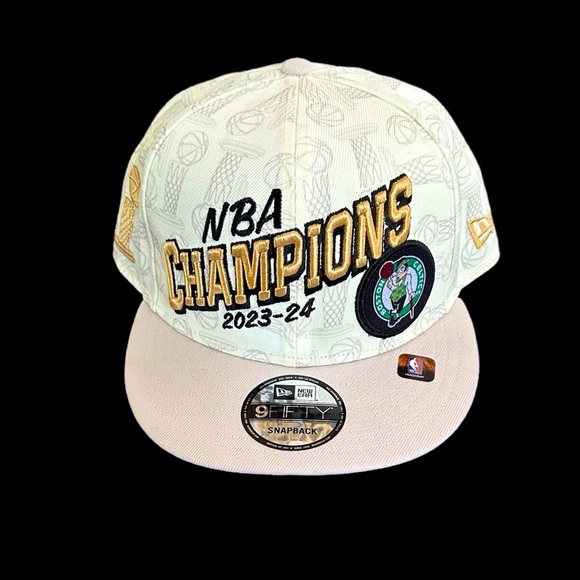 Boston Celtics NBA Champions 2023-24 Snapback Hat - Cream and Gold - NWT - Picture 1 of 4